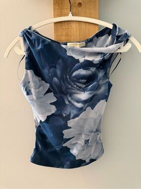 Blue Floral Tie-Shoulder Camisole